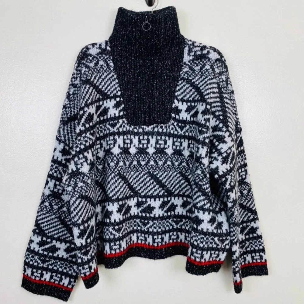 Anthropologie Rafela Half-Zip Geometric Pullover Large size - Picture 7 of 8